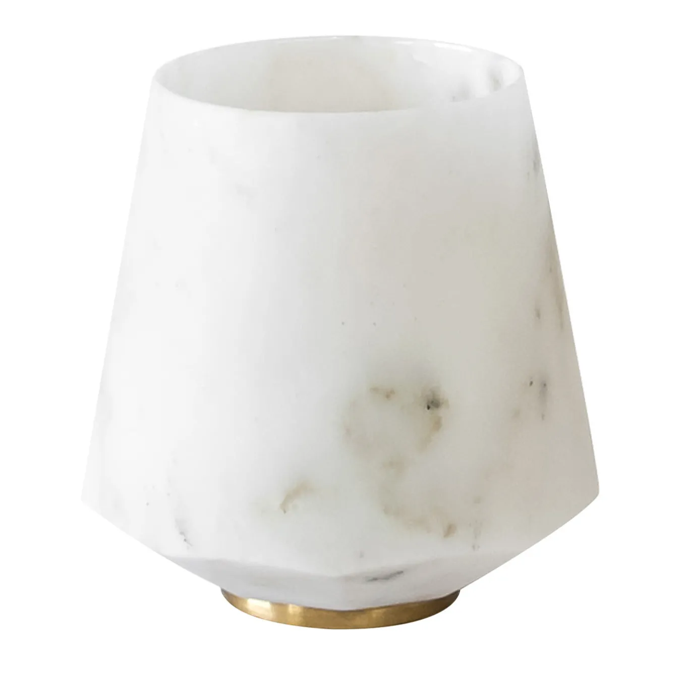 Water Glass in white Carrara marble and brass