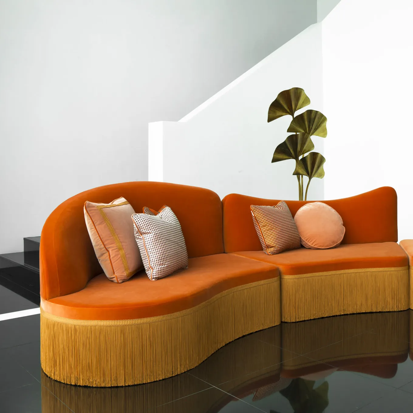 Wave Orange 3-Piece Sectional Sofa #1