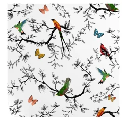 Whimsical Birds and Butterflies Wallpaper