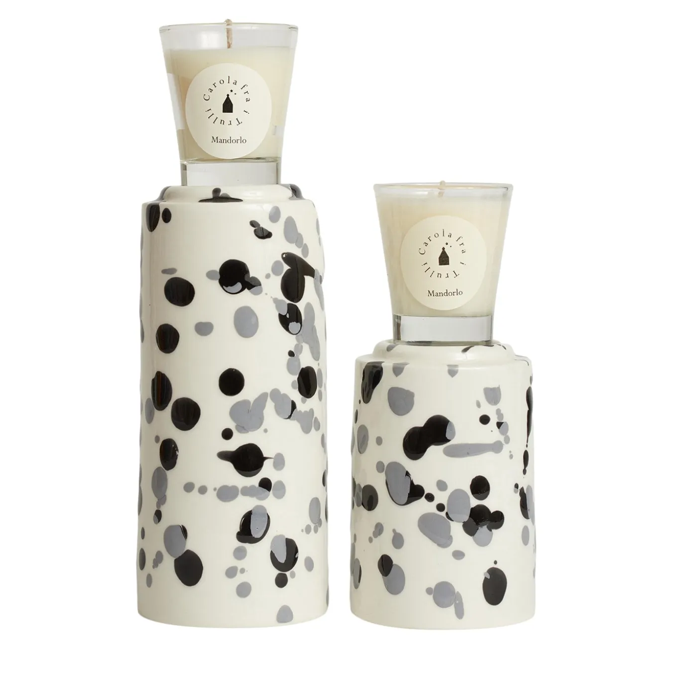 White and Black Totem with Scented Candle Fragrance Mandorlo