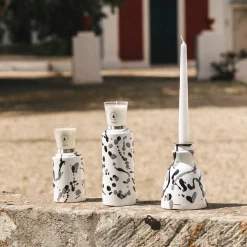 White and Black Totem with Scented Candle Fragrance Mandorlo