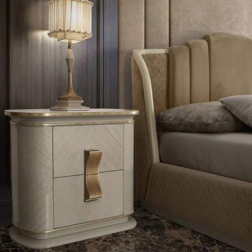 White and Gold Bedside Table