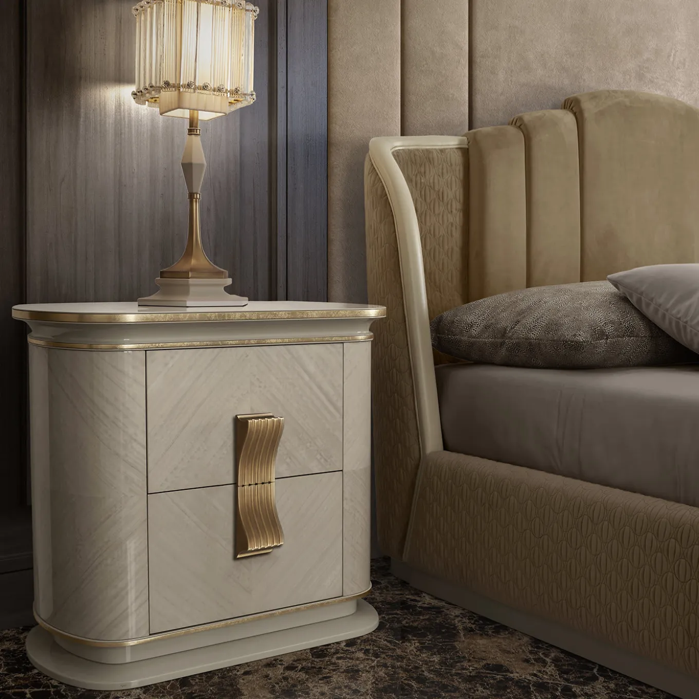White and Gold Bedside Table