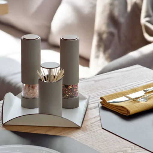 White and Panna Cotta Leather Sauce Holder