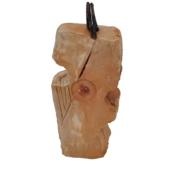 White and Red Clay Sculpture with Metal Insert