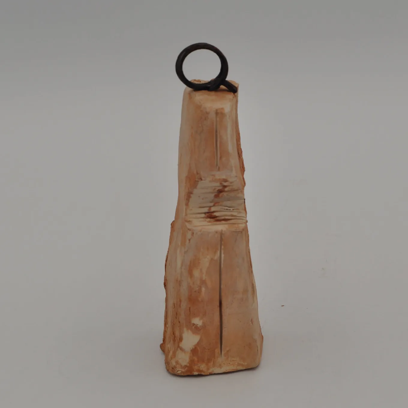 White and Red Clay Sculpture with Metal Insert