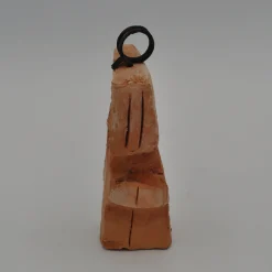 White and Red Clay Sculpture with Metal Insert