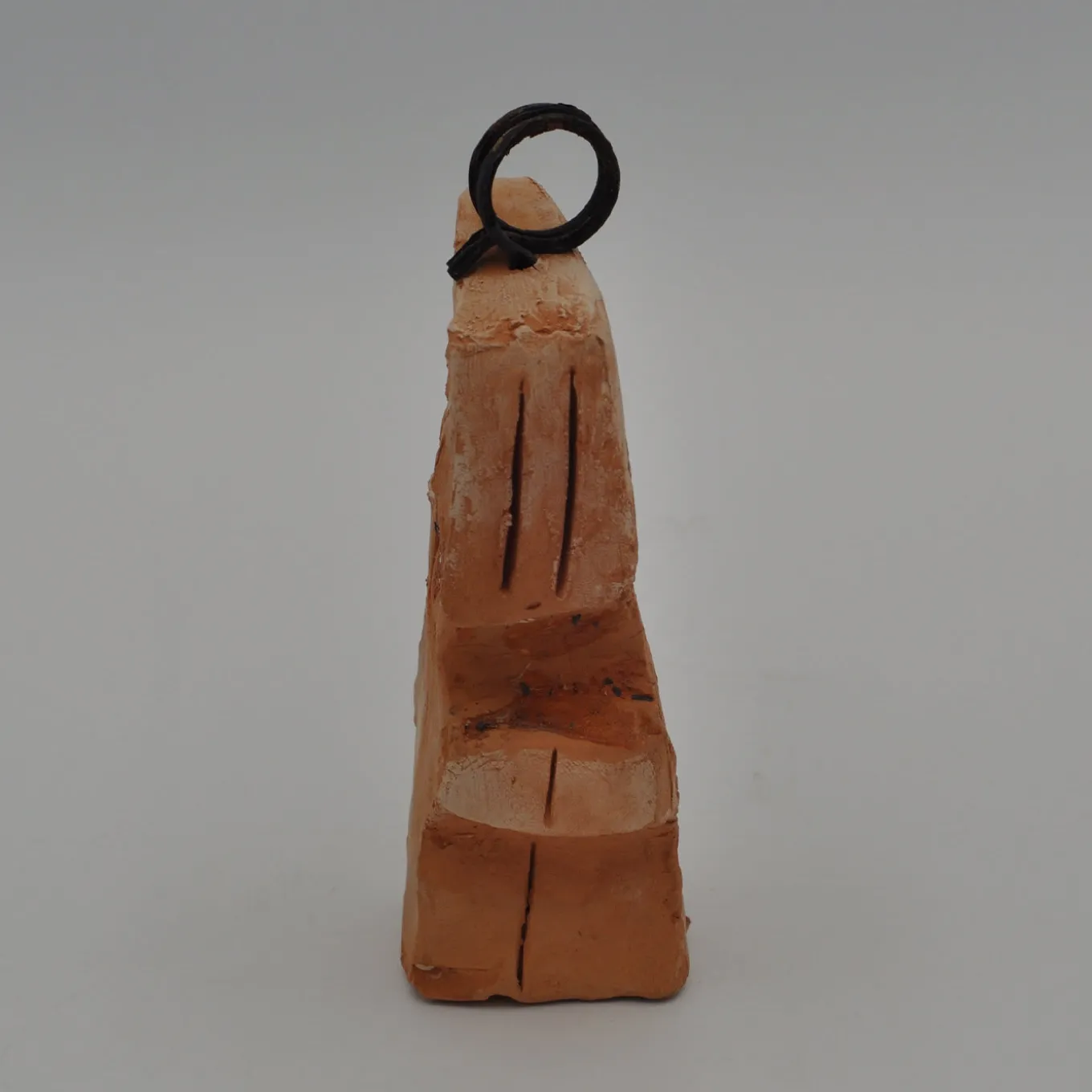 White and Red Clay Sculpture with Metal Insert