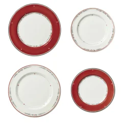 White and Red Strip Dining Set
