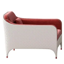 White Armchair with Red Cushions