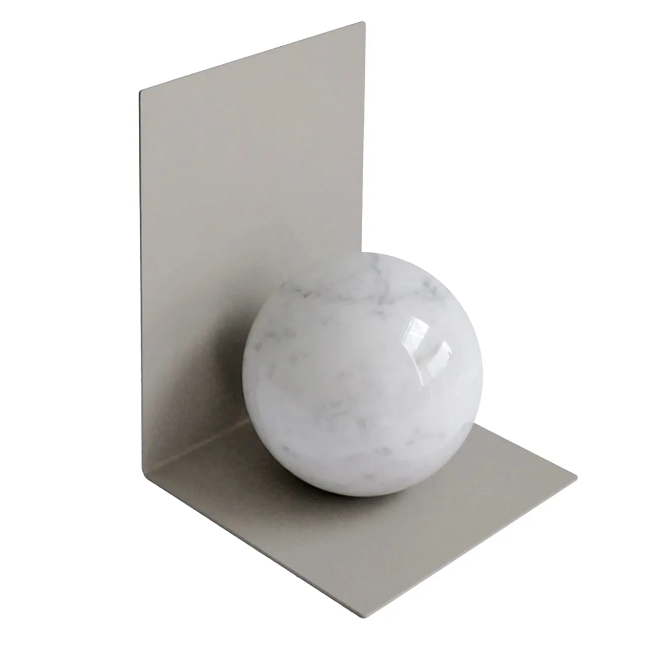 White Carrara Marble Bookend With Sphere