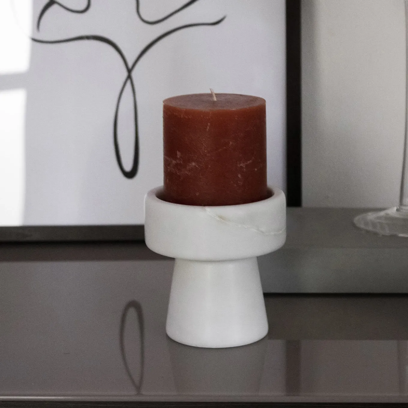 White Carrara Marble Candle Holder