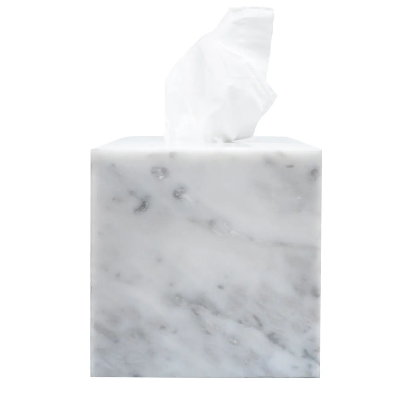 White Carrara Marble Tissue Box