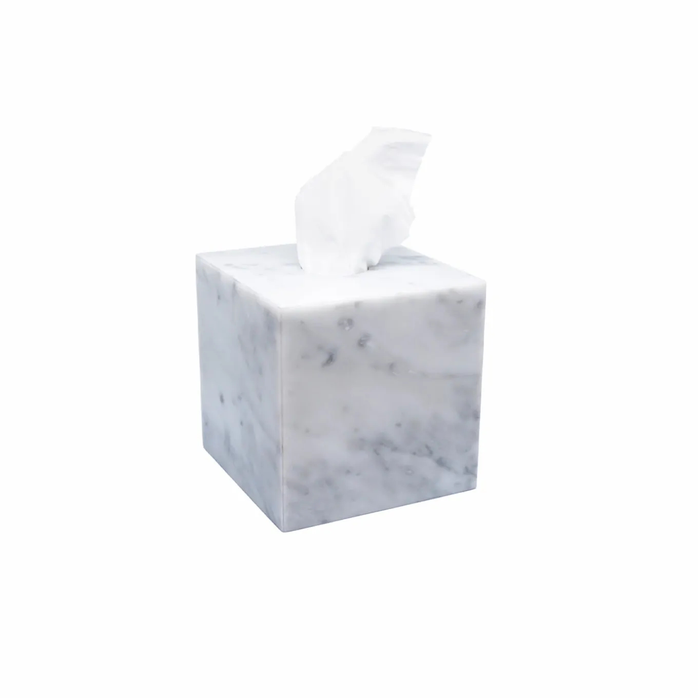 White Carrara Marble Tissue Box