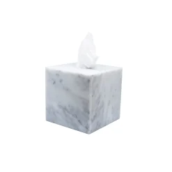 White Carrara Marble Tissue Box