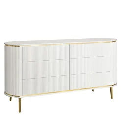 White Chest of Drawers with Gilded Metal Accents