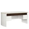 White Desk with Ebony and Canneté Drawers