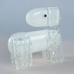 White Dog Venetian Glass Sculpture by Eliana Gerotto