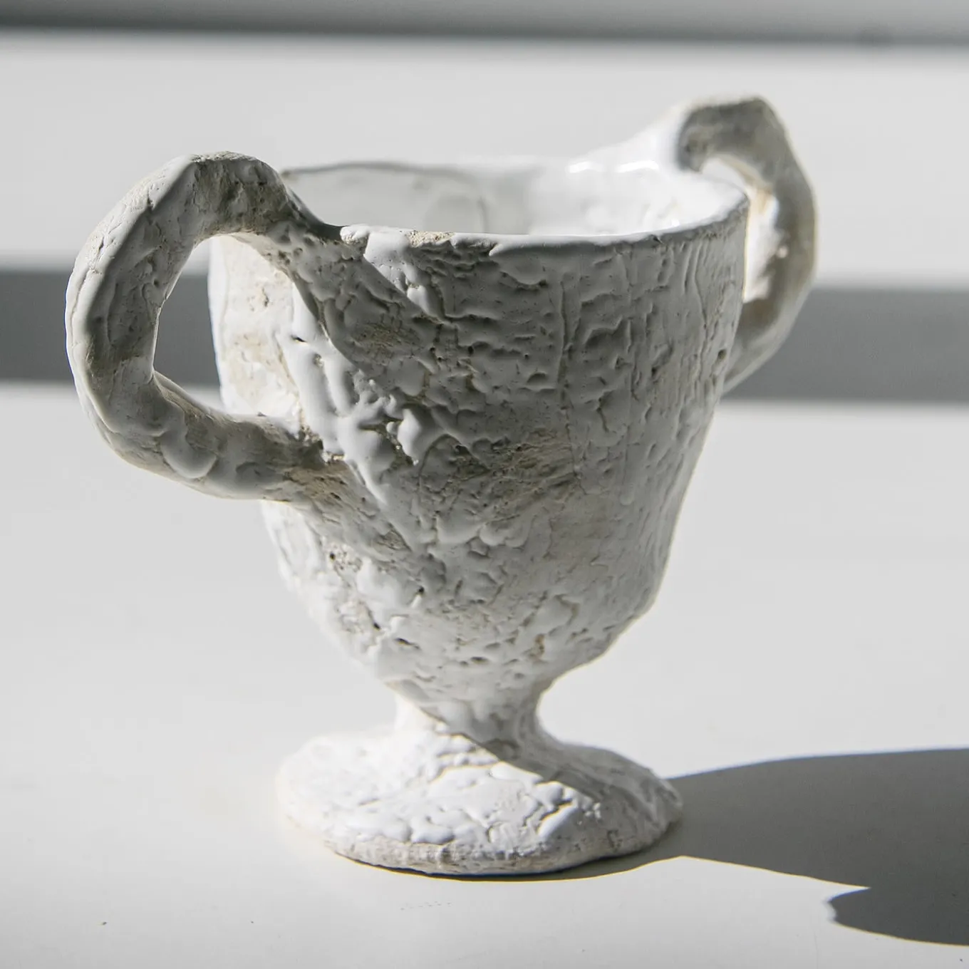 White Footed Cup with Handles