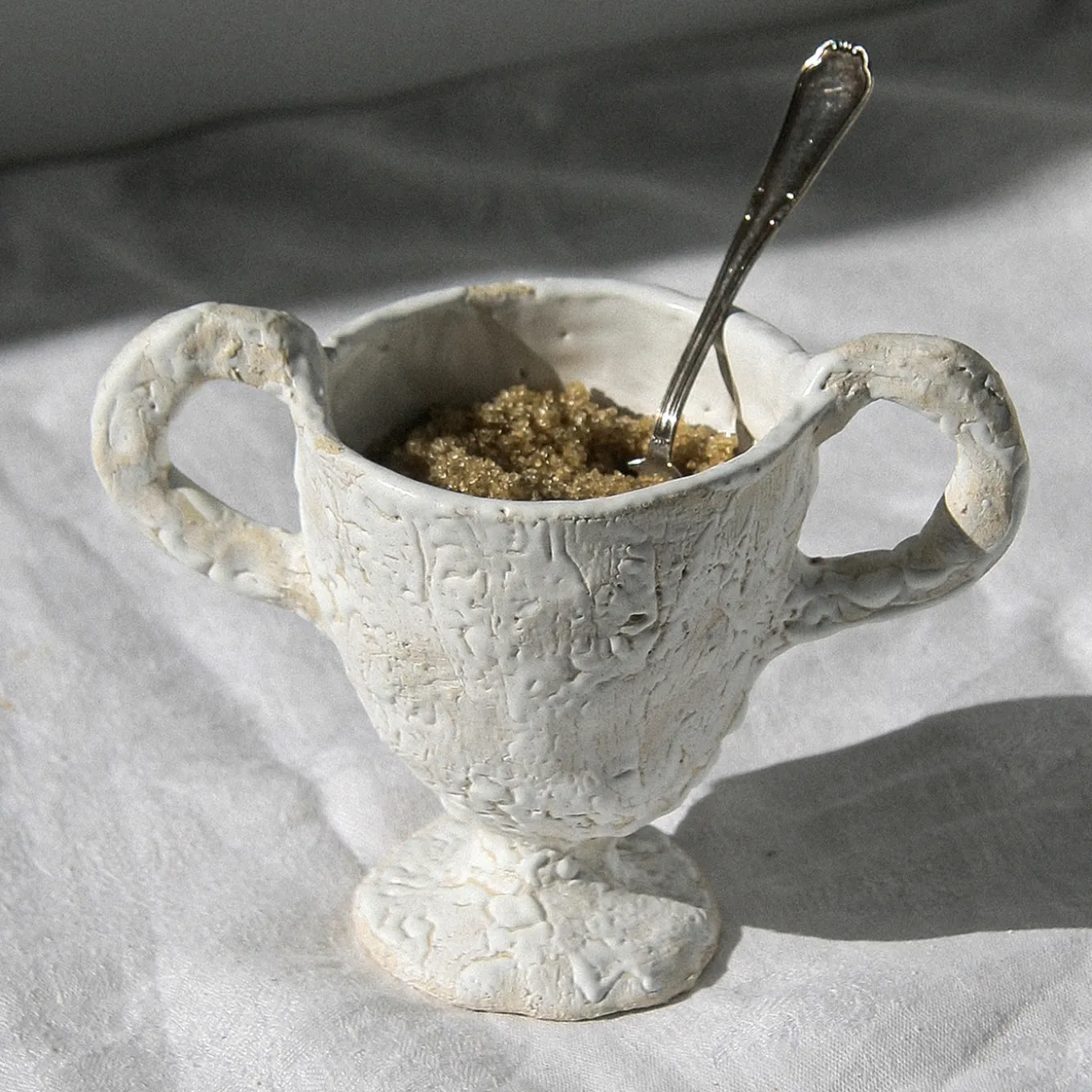White Footed Cup with Handles