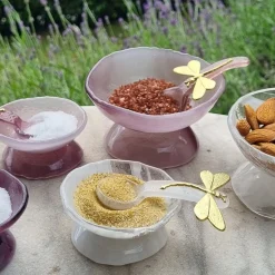 White Glass Salt Cellars - Set of 2