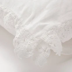White Linen Bed Set with Sicilian Lace