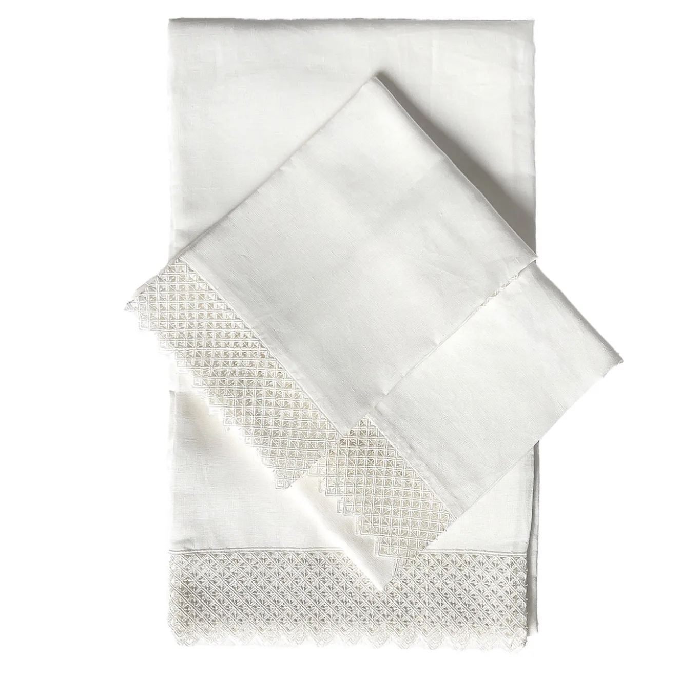 White Linen Bed Set with Macramé