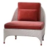 White Lounge Chair with Red Cushions