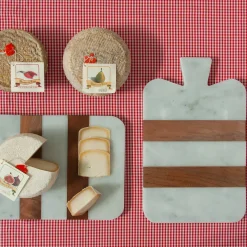 White Marble and Wood Thick Cutting Board