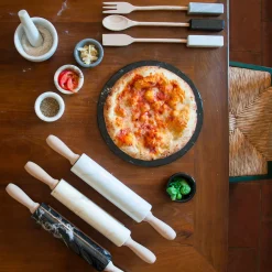 White Marble Rolling Pin with Wooden Handle