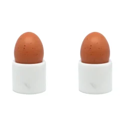 White Marble Set of 2 Egg Cups