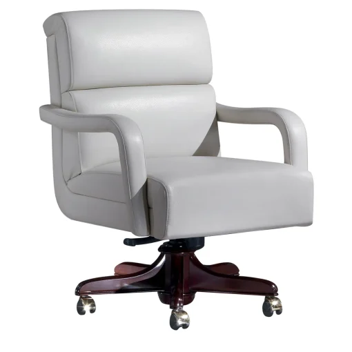 White Medium Leather Armchair