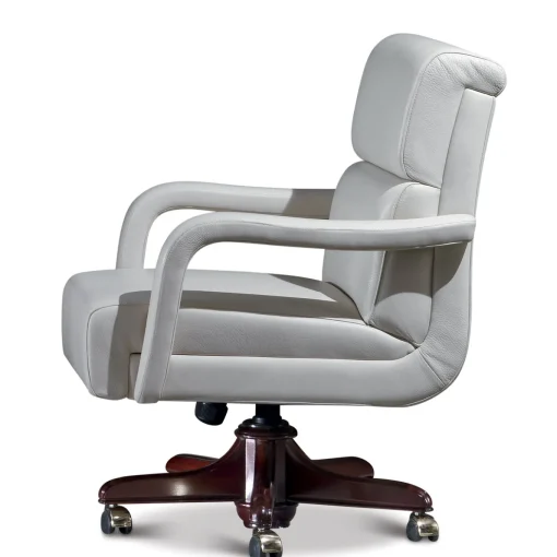 White Medium Leather Armchair