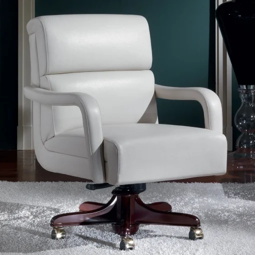 White Medium Leather Armchair