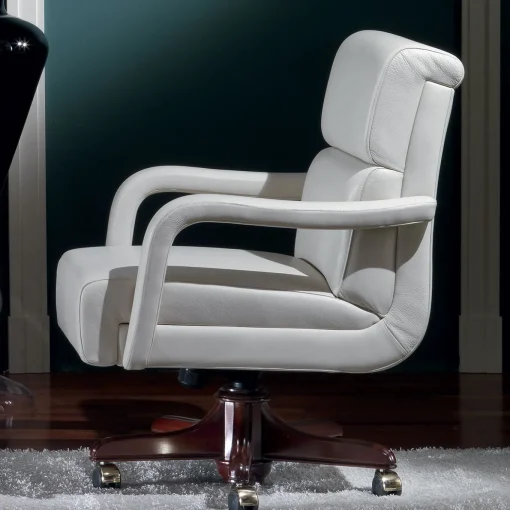 White Medium Leather Armchair