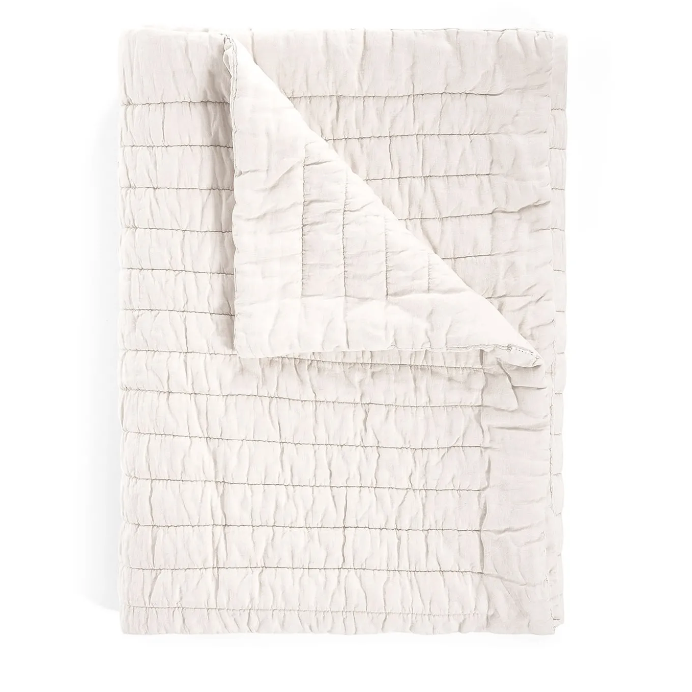 White New Wavy Linen Blanket