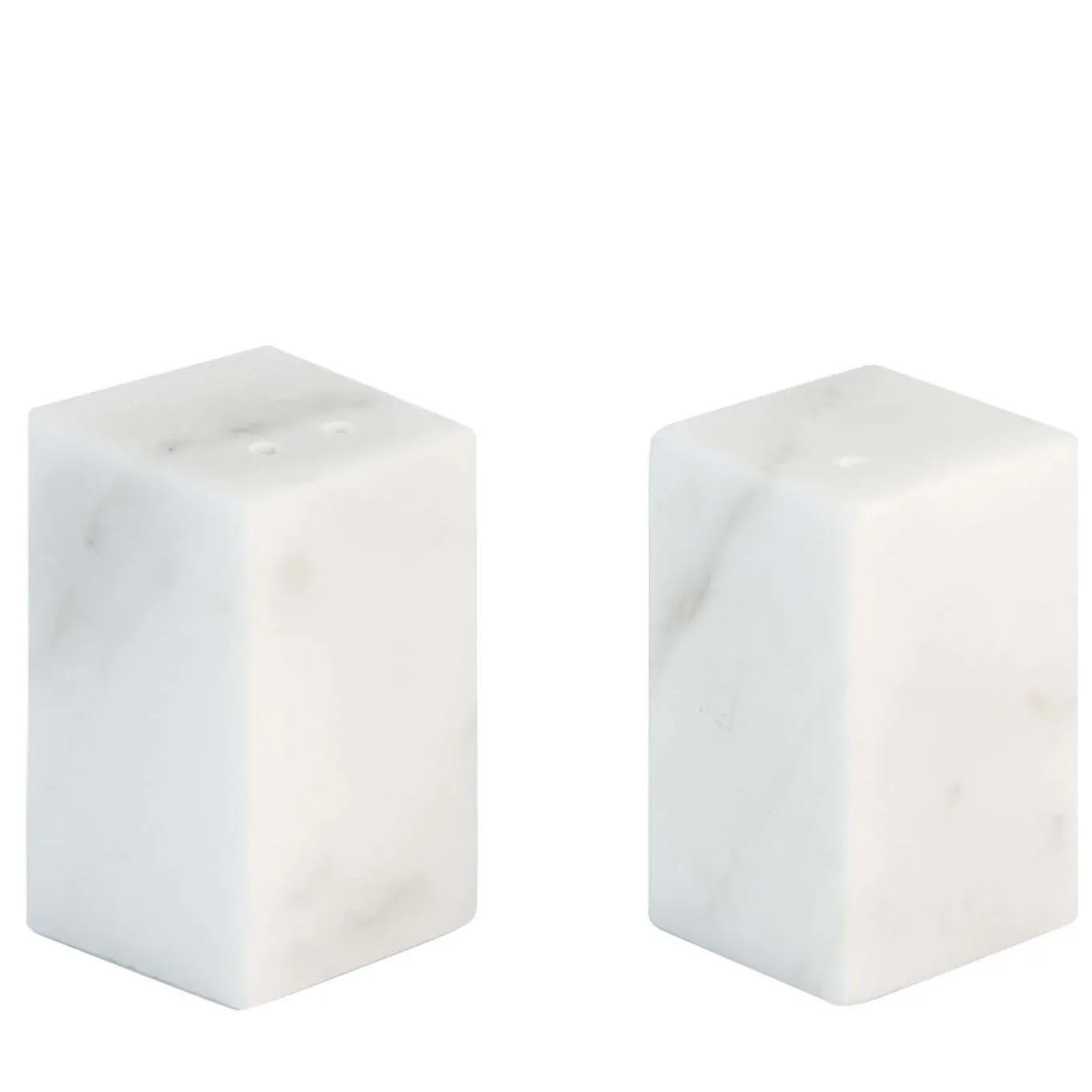 White Satin Marble Rectangular Salt and Pepper