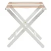 White Wood & Leather Luggage Stand