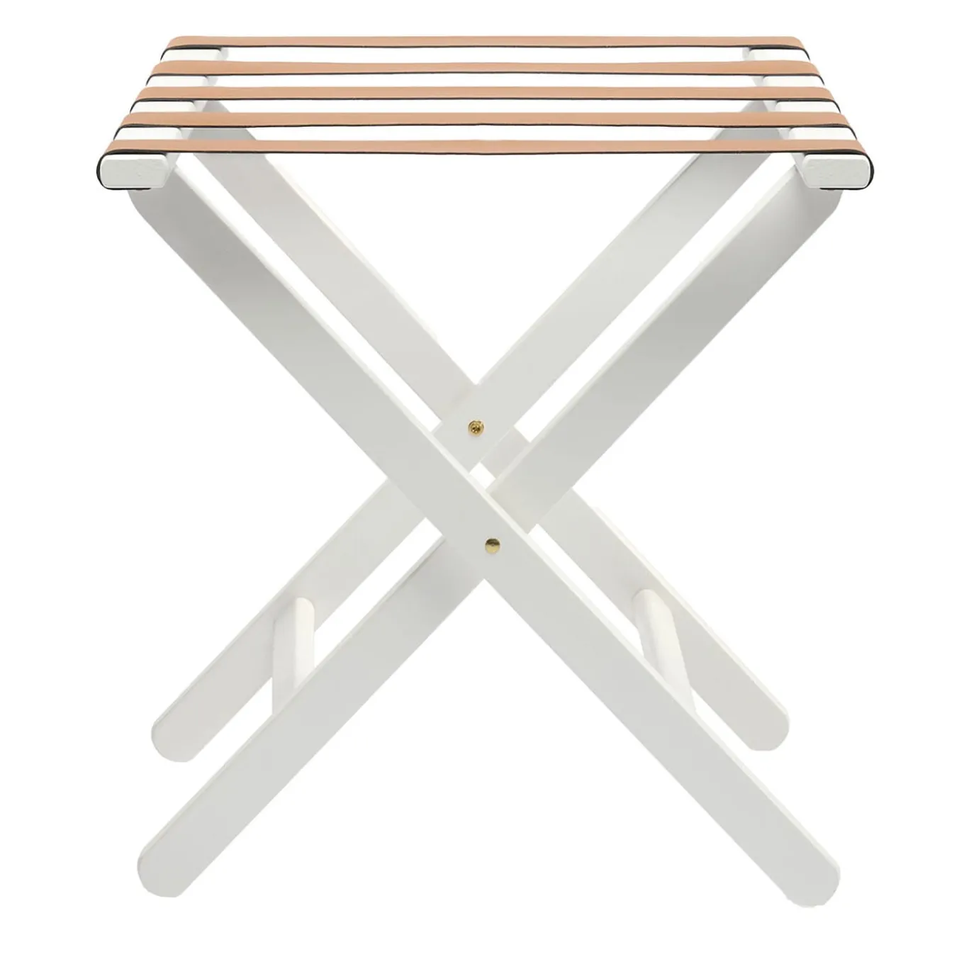 White Wood & Leather Luggage Stand
