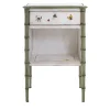White-Green Lombardia Bamboo Nightstand with Butterflies
