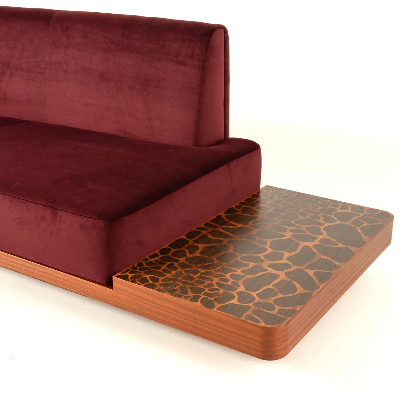Wild Side Curved Red Wine Sofa with Table by Lorenza Bozzoli