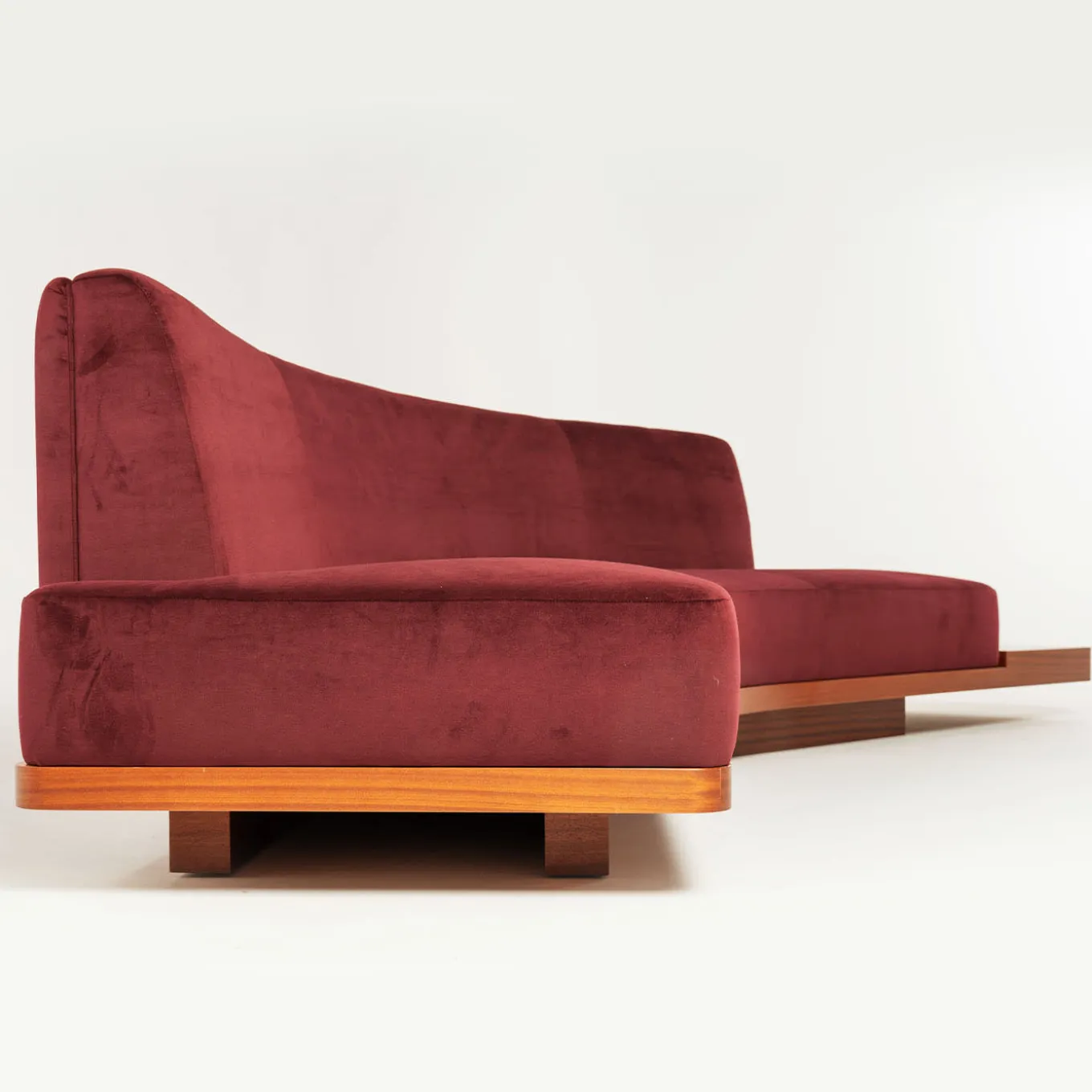 Wild Side Curved Red Wine Sofa with Table by Lorenza Bozzoli