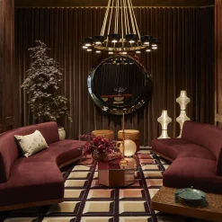 Wild Side Curved Red Wine Sofa with Table by Lorenza Bozzoli