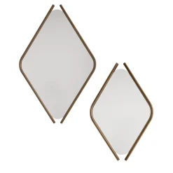 Wood Eye Bis Pair of Mirrors with Solid Walnut Wood Frame
