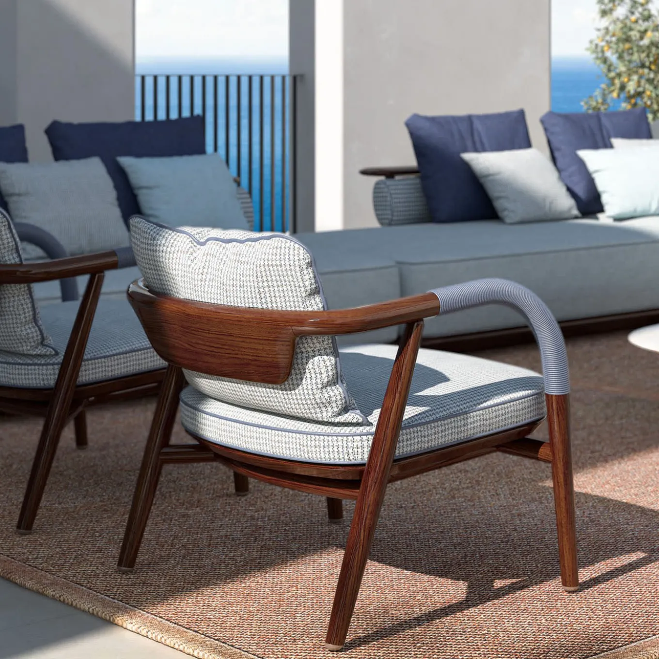 Wood Lounge Chair With Metal Details
