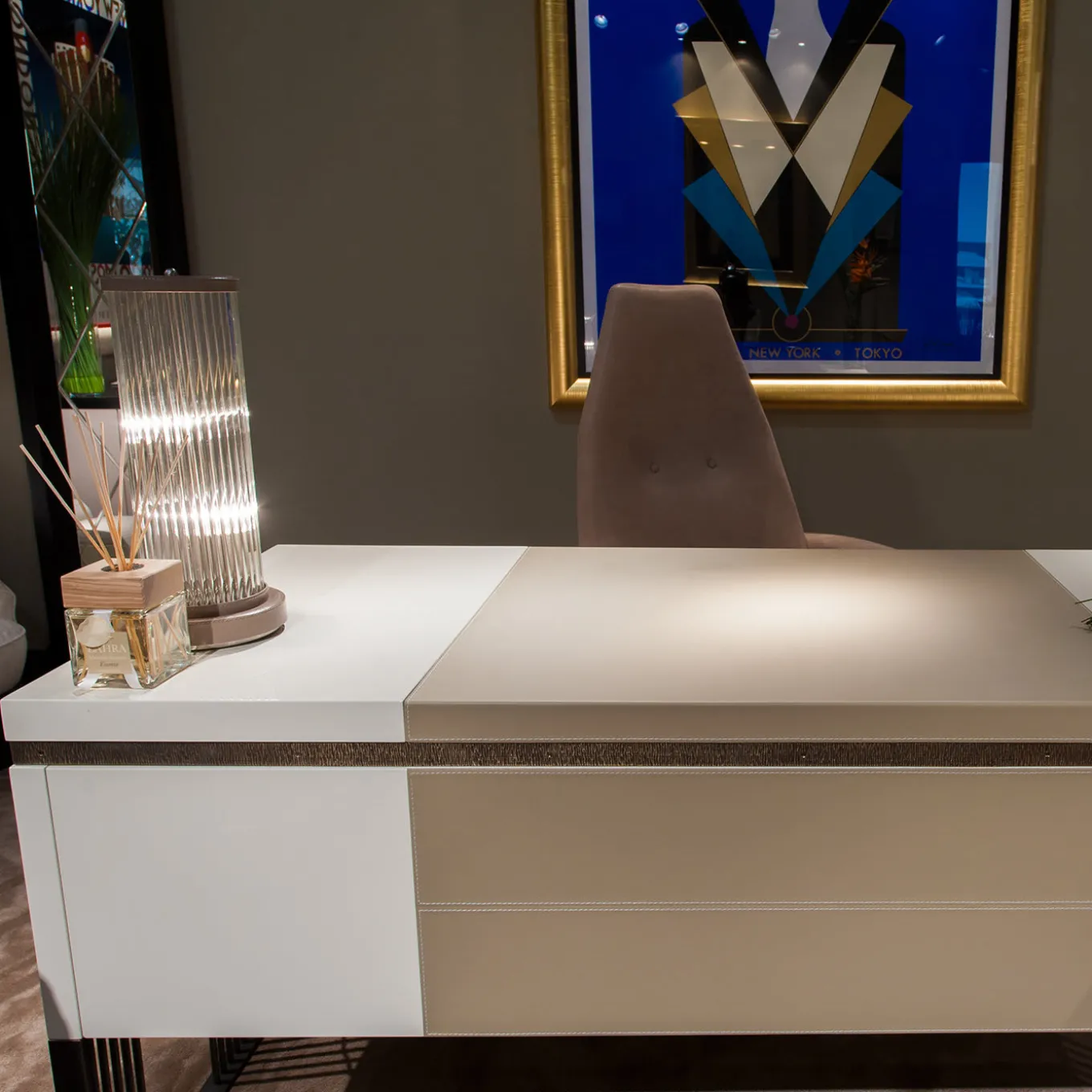 Wooden And Metal Frame Eva Desk With Drawers