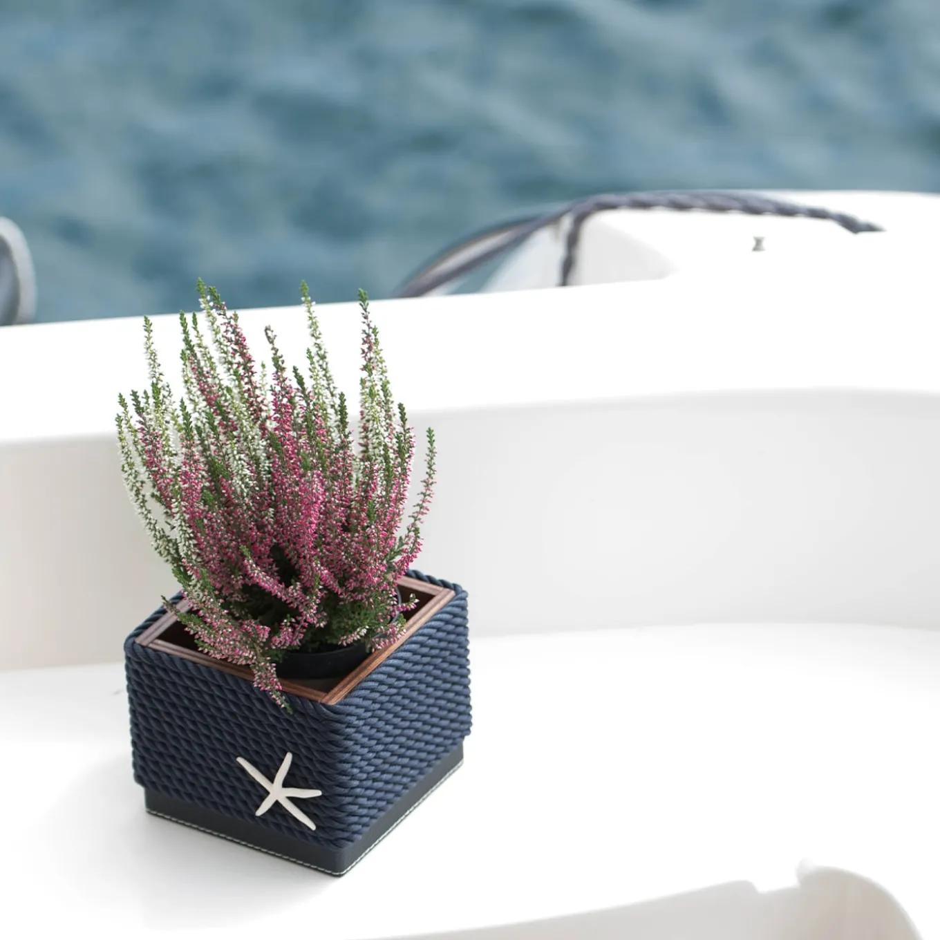 Wooden Box with Blue Eco-Leather and Rope Inserts