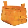 Woven Leather Basket Mustard Yellow