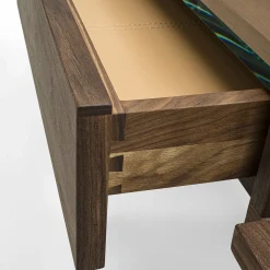 Writing solid walnut wood Desk with glass Top