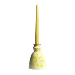 Yellow Ceramic Candlestick with 4 Scented Candles